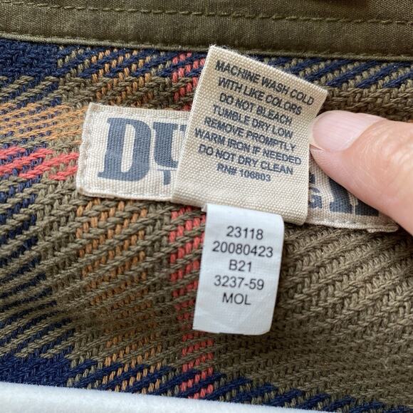 DULUTH Trading Co Plaid Shirt Mens Heavyweight Orange Green Shacket 2XL - Picture 6 of 7